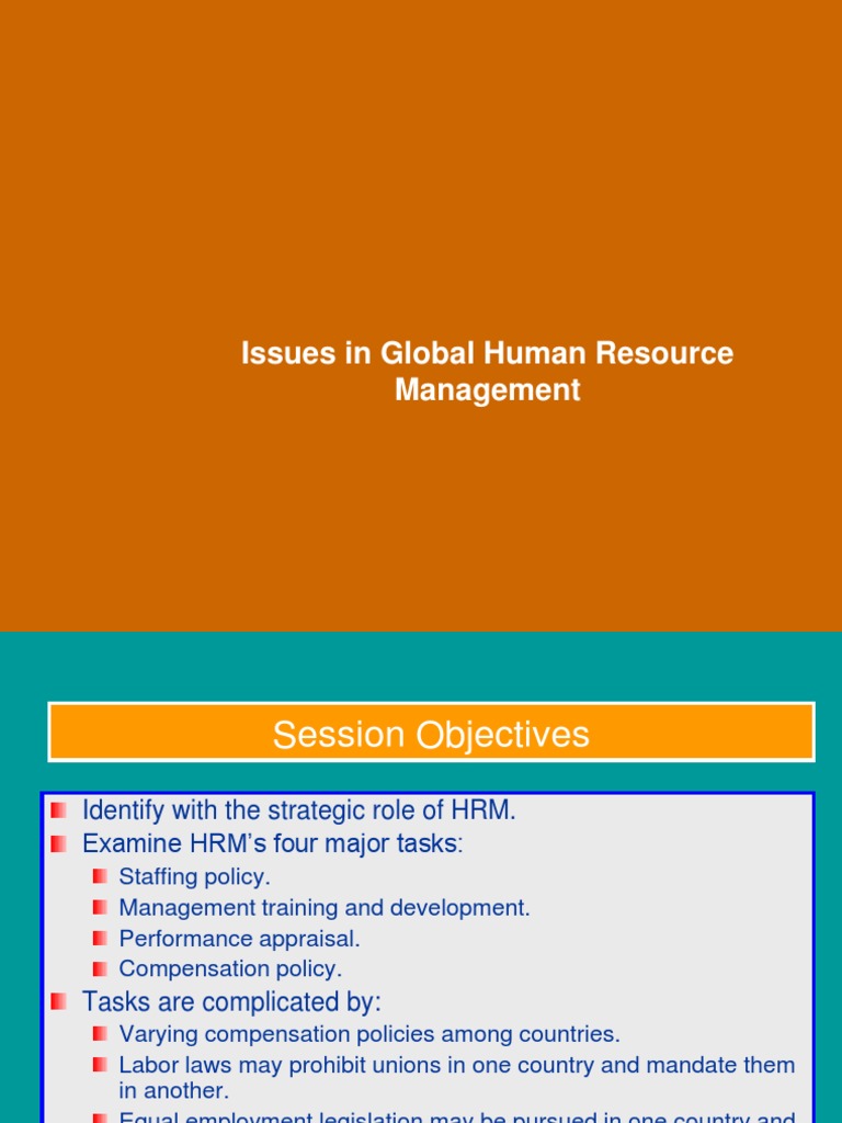Issues in Global Human Resource Management | PDF | Strategic Management ...
