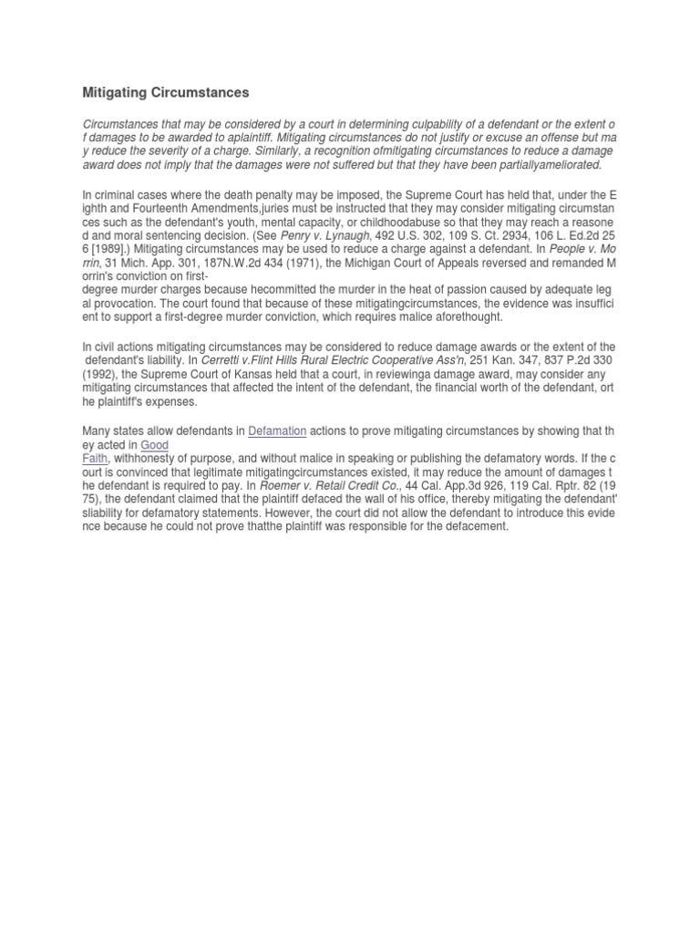 Understanding Mitigating Circumstances | PDF | Mitigating Factor ...
