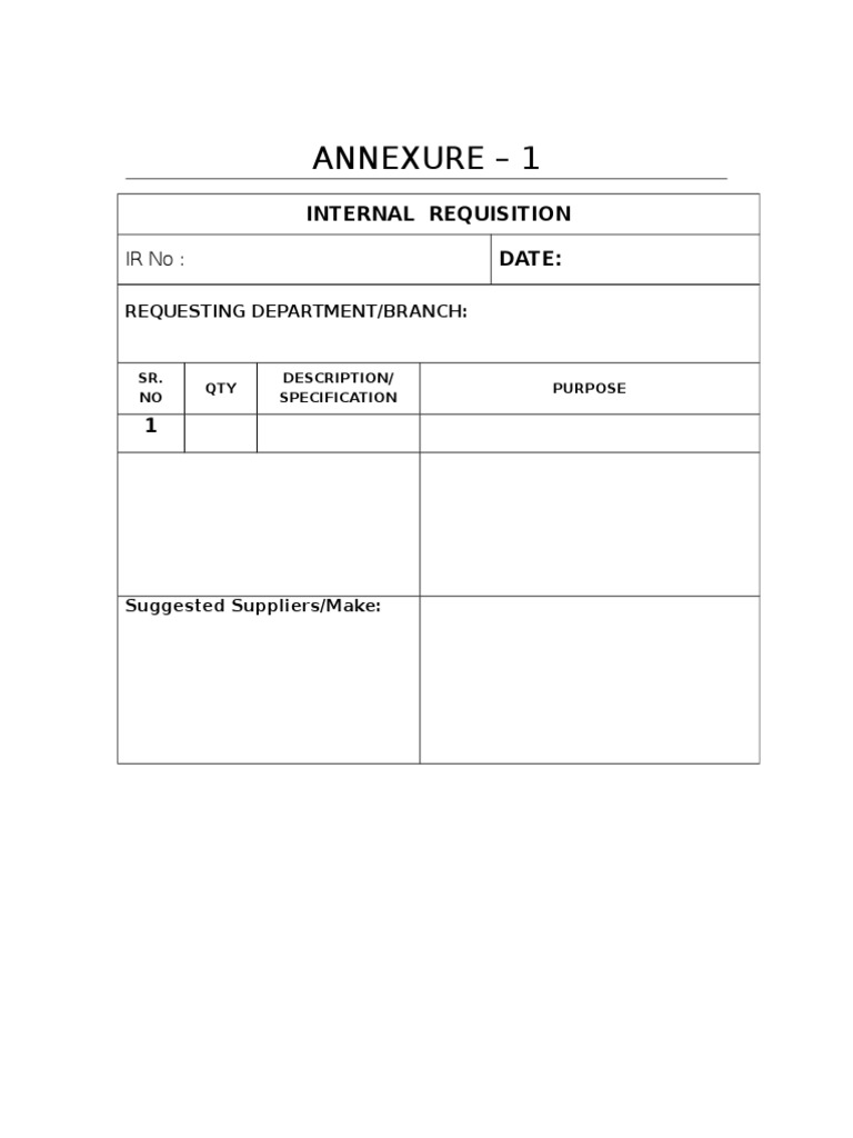 Internal Requisition Form Template | PDF