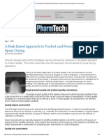 Pharmaceutical Technology - A Risk-Based Approach To Product and Process Quality in Spray Drying