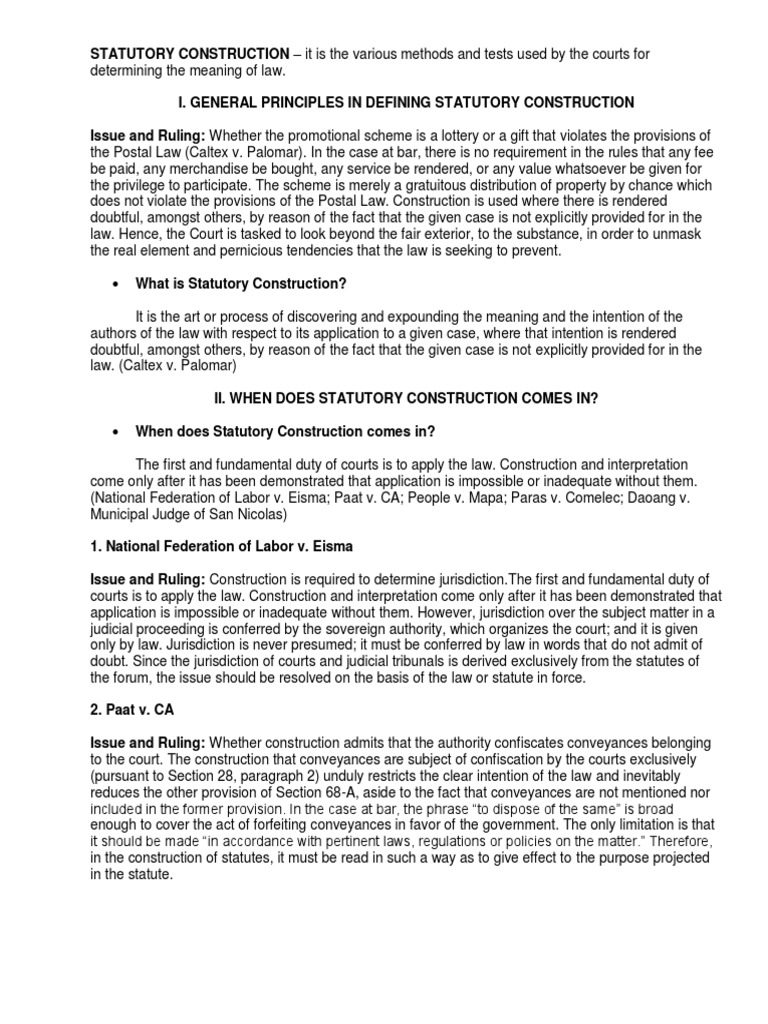 Statutory Construction Principles | PDF | Statutory Interpretation ...