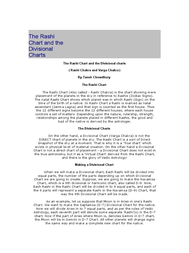 Rashi and Divisional Charts Guide | PDF | Astrological Sign | Hindu ...