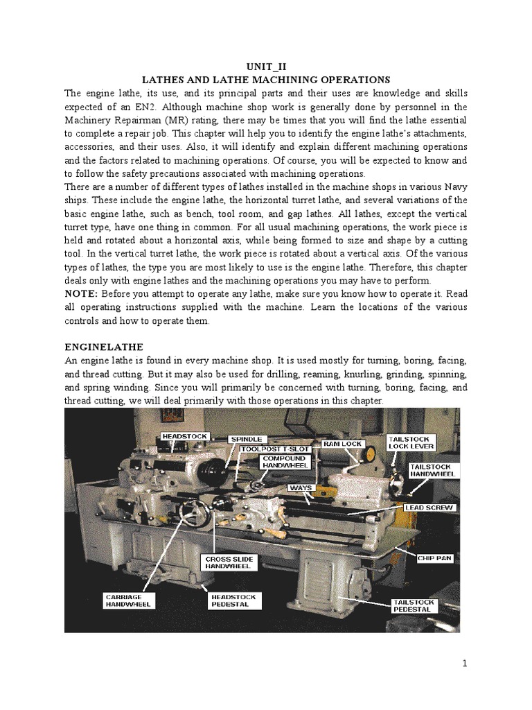 Lathes and Lathe Machining Operations PDF Machining Metalworking