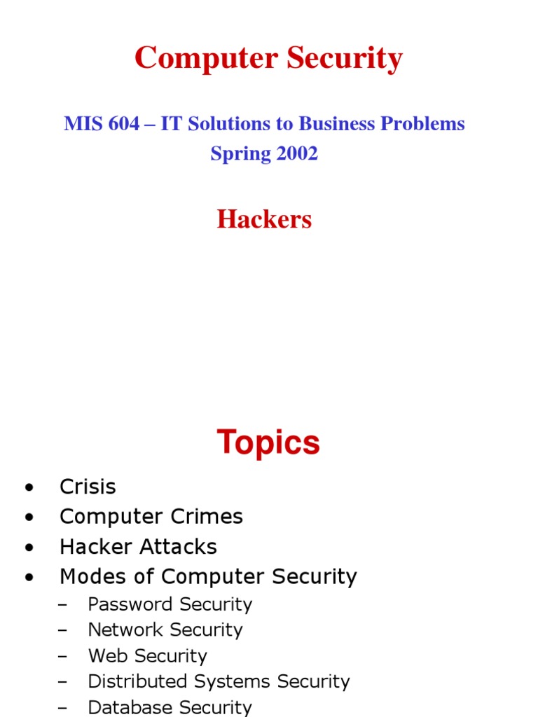 Computer Security: Hackers | PDF | Denial Of Service Attack | Password
