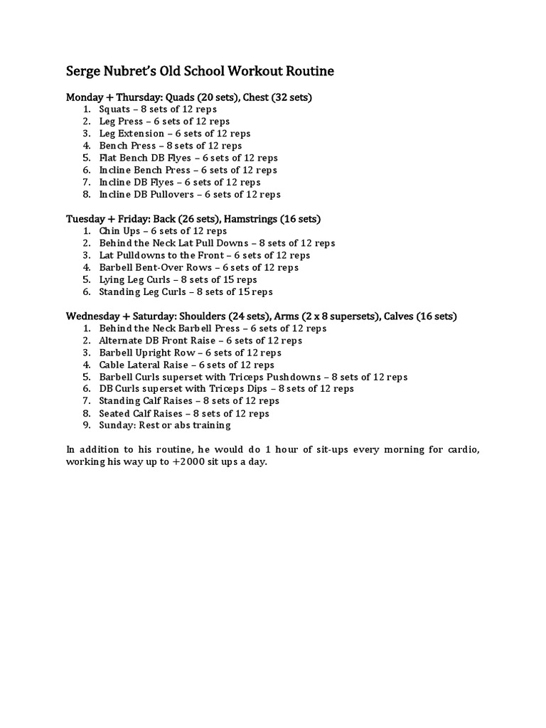 Serge nubret workout template for lifting legs