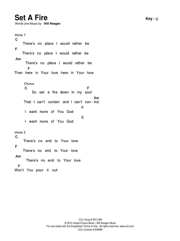 Set A Fire (Chord Sheet) PDF