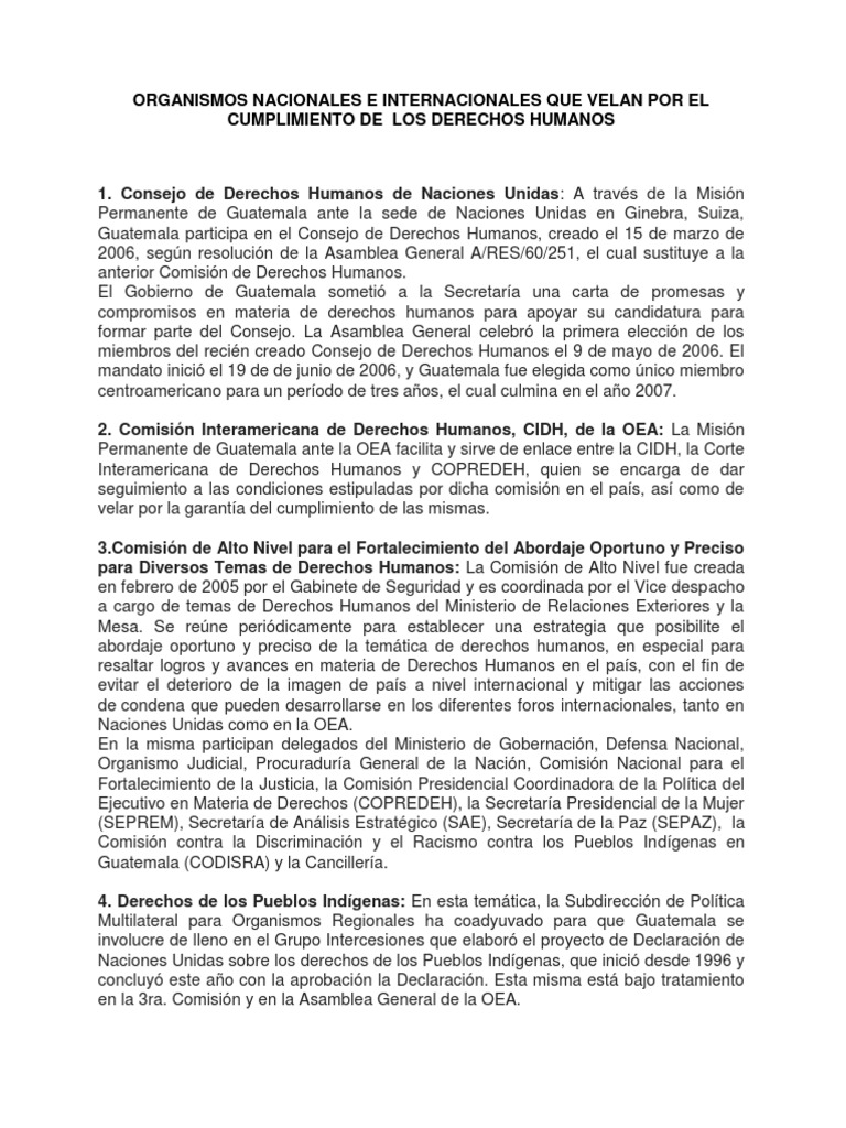 Instituciones que protegen derechos humanos en Guatemala | PDF ...
