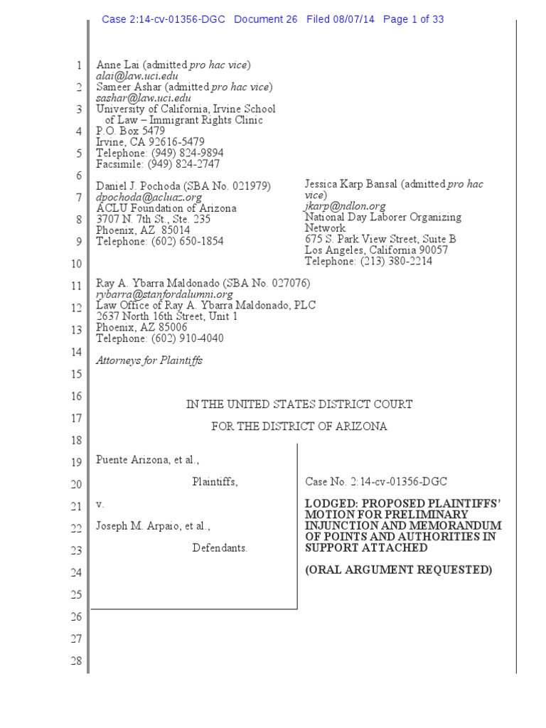 Plaintiffs' Motion for Preliminary Injunction | PDF | Federal ...
