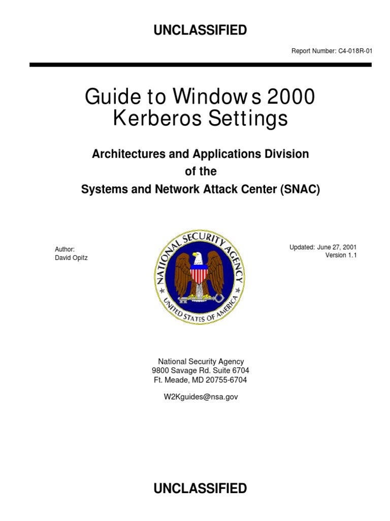 Windows 2000 Kerberos Settings PDF Group Policy Password