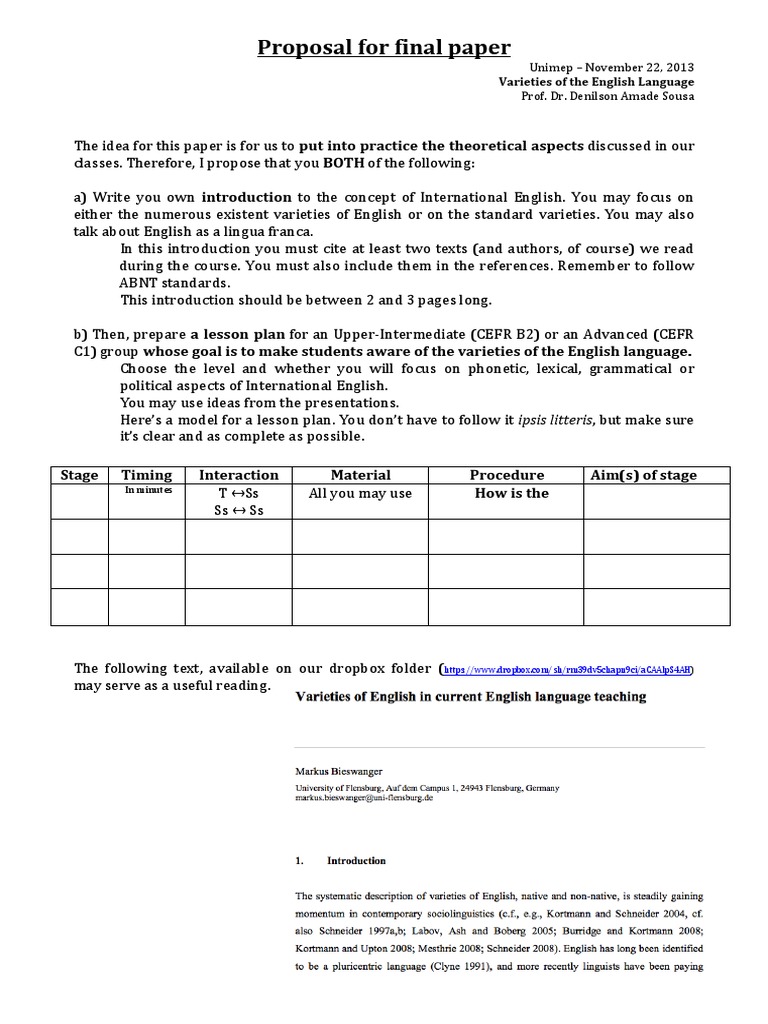 Proposal For Final Paper VLI | PDF | Career & Growth | Language Arts ...