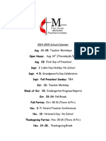 2014-2015 Preschool Calendar