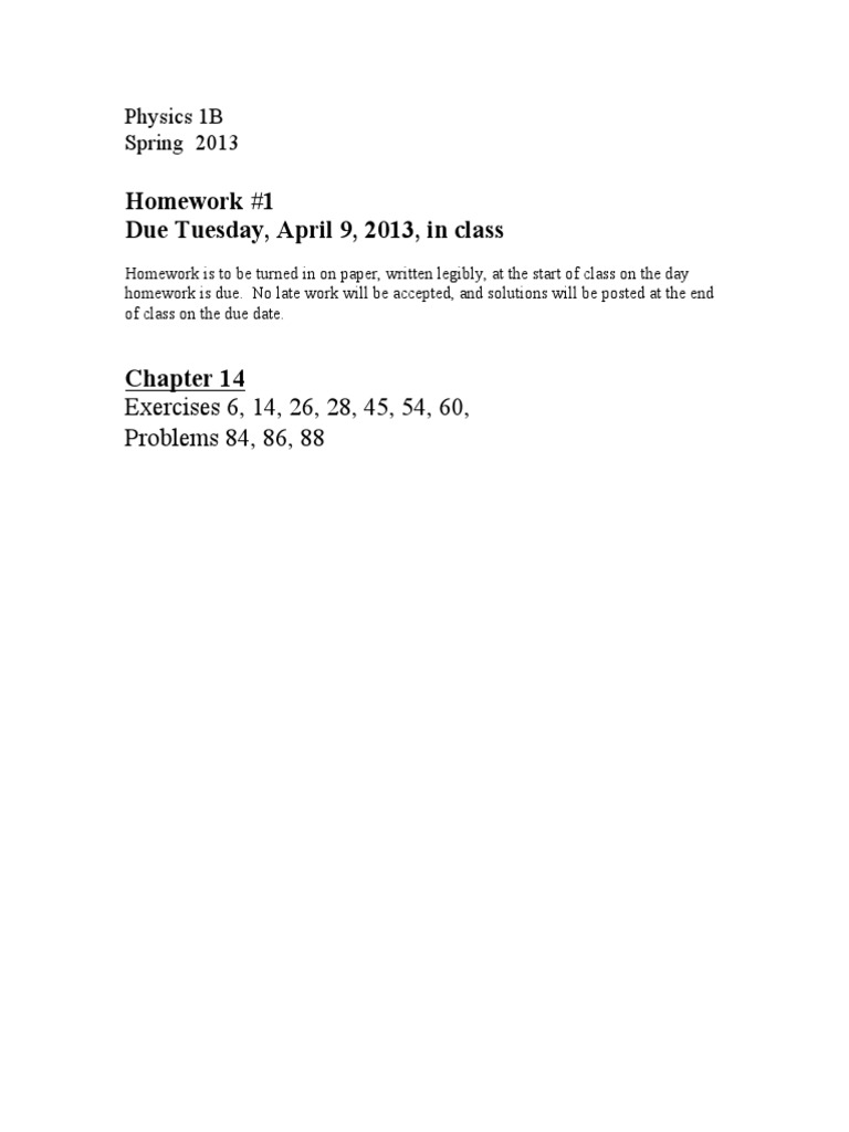 Physics 1B Spring 2013 Homework 1 | PDF