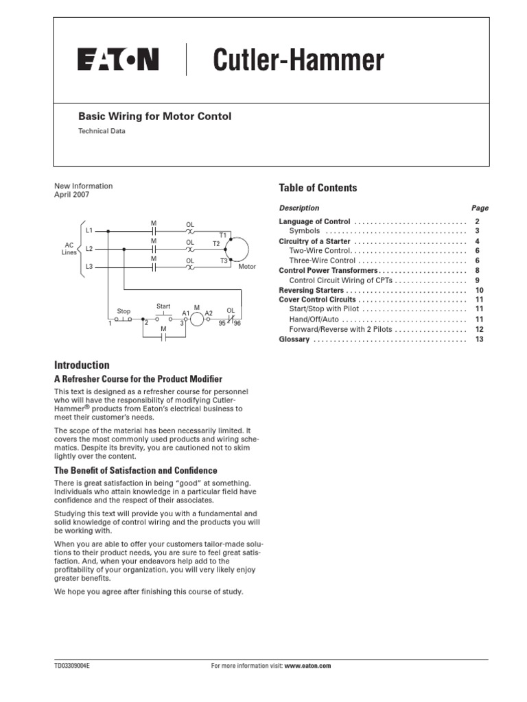 Eaton Motor Control Basic Wiring PDF | PDF | Transformer | Relay