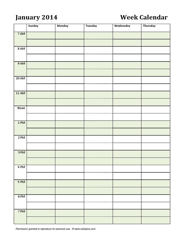 ESL TOPICS-Week Calendar Sun | PDF | Sports | Leisure