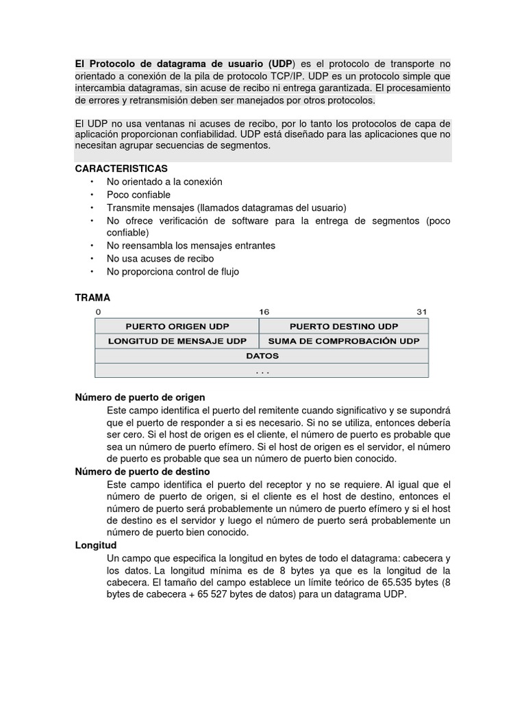 El Protocolo de Datagrama de Usuario Download Free PDF Estándares
