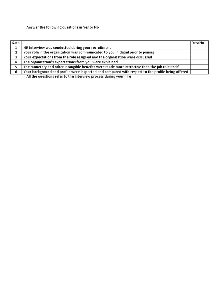 BIO Questionnaire - Hiring Patterns | PDF