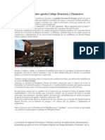 Asamblea Del Ecuador Aprobó Código Monetario y Financiero