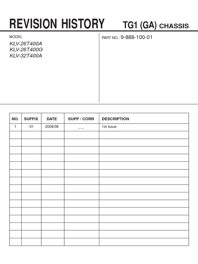 Sony Klv-26t400a-g 32t400a Service Manual | Electronics | Manufactured Goods