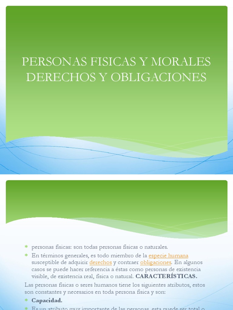 Derechos y obligaciones de personas físicas | PDF | Personalidad legal ...