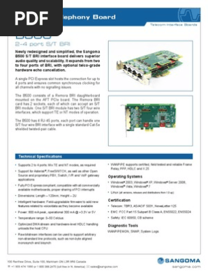 Sangoma B500 S T Bri Card Datasheet Microsoft Windows Electrical Connector