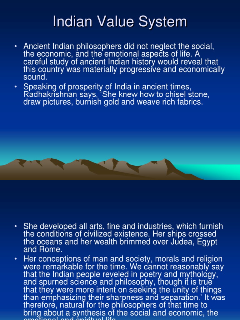 essay on indian value system