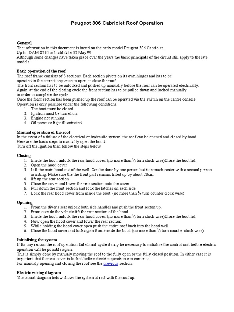 Peugeot 306 Cabriolet Roof Operation | Motor Vehicle | Automotive Industry