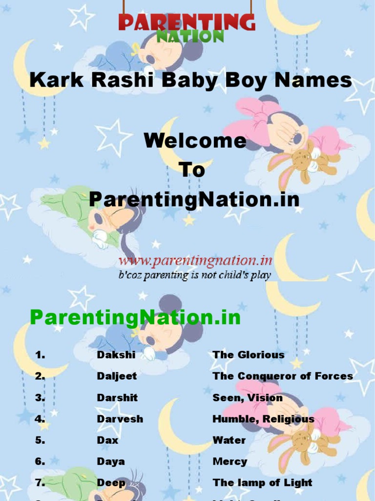 Kark Rashi Baby Boy Names With Meanings Human Development