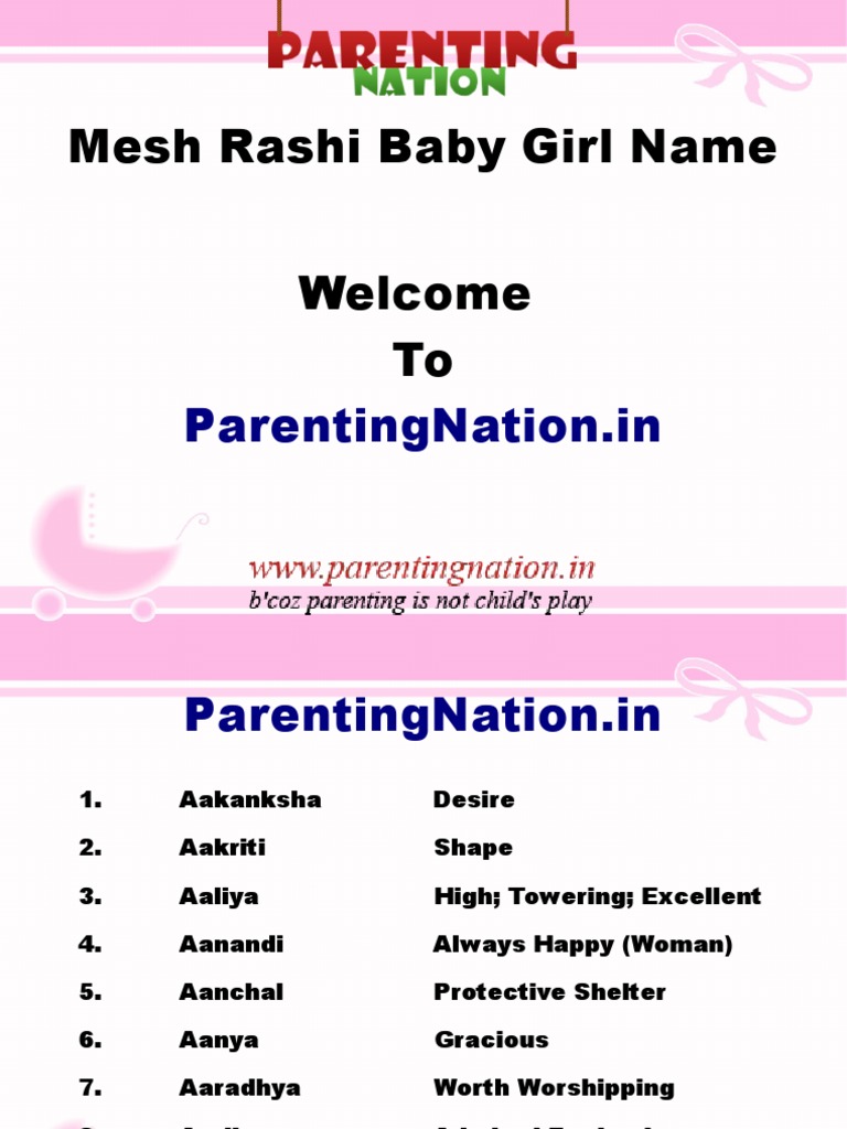 Mesh Rashi Names for Baby Girls | PDF | Living Arrangements | Human ...