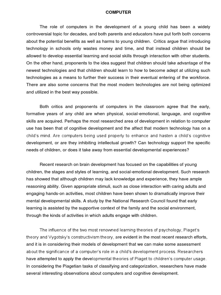 Computers and Child Cognitive Growth | PDF | Learning | Cognition