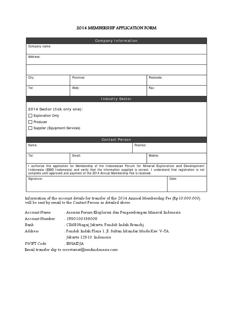 Emd Membership Application Form