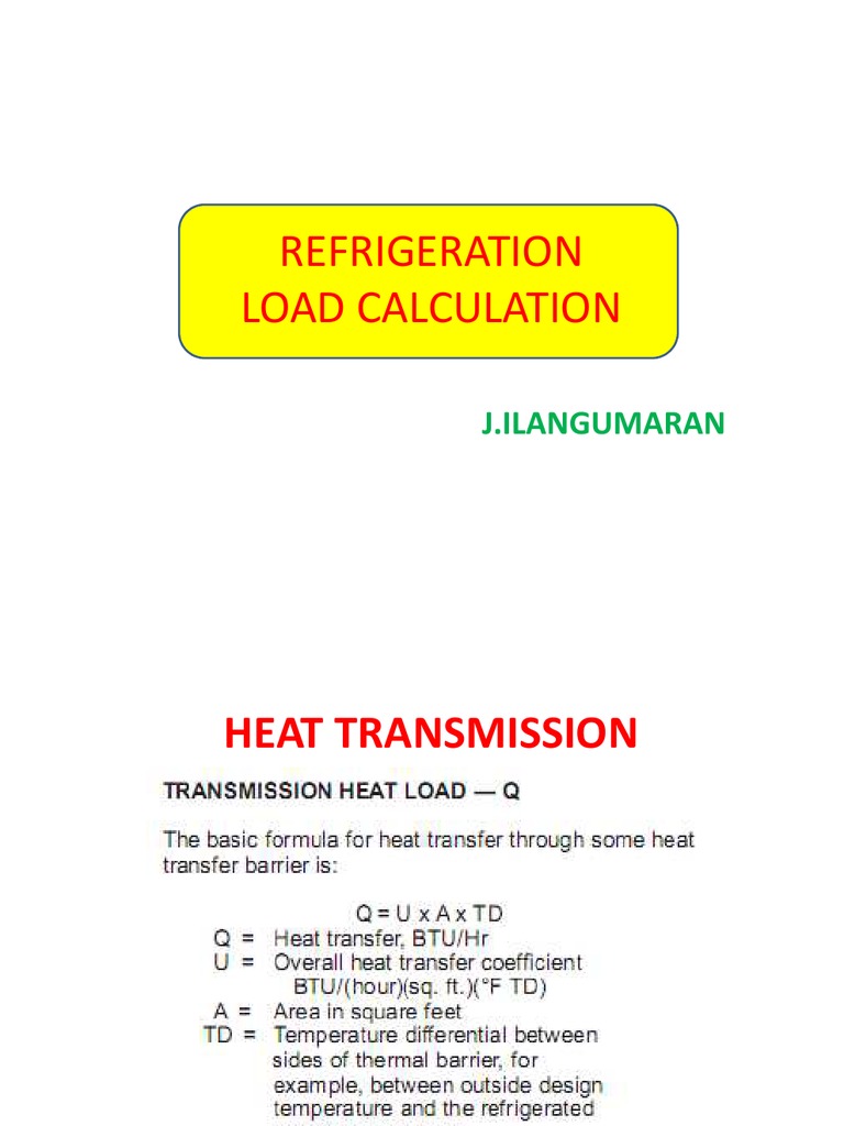 Refrigeration load calculation Friction Heat