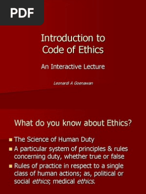 Introduction To Indonesian Code Of Ethics Medical Ethics Morality