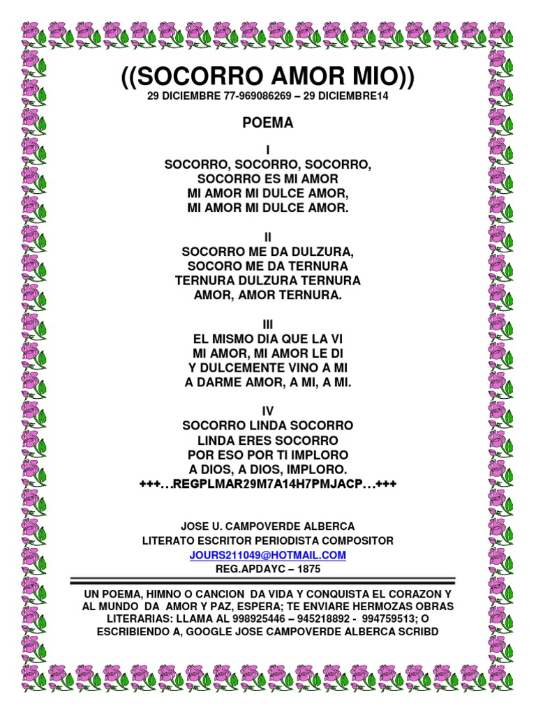 Socorro Amor Mio Poema