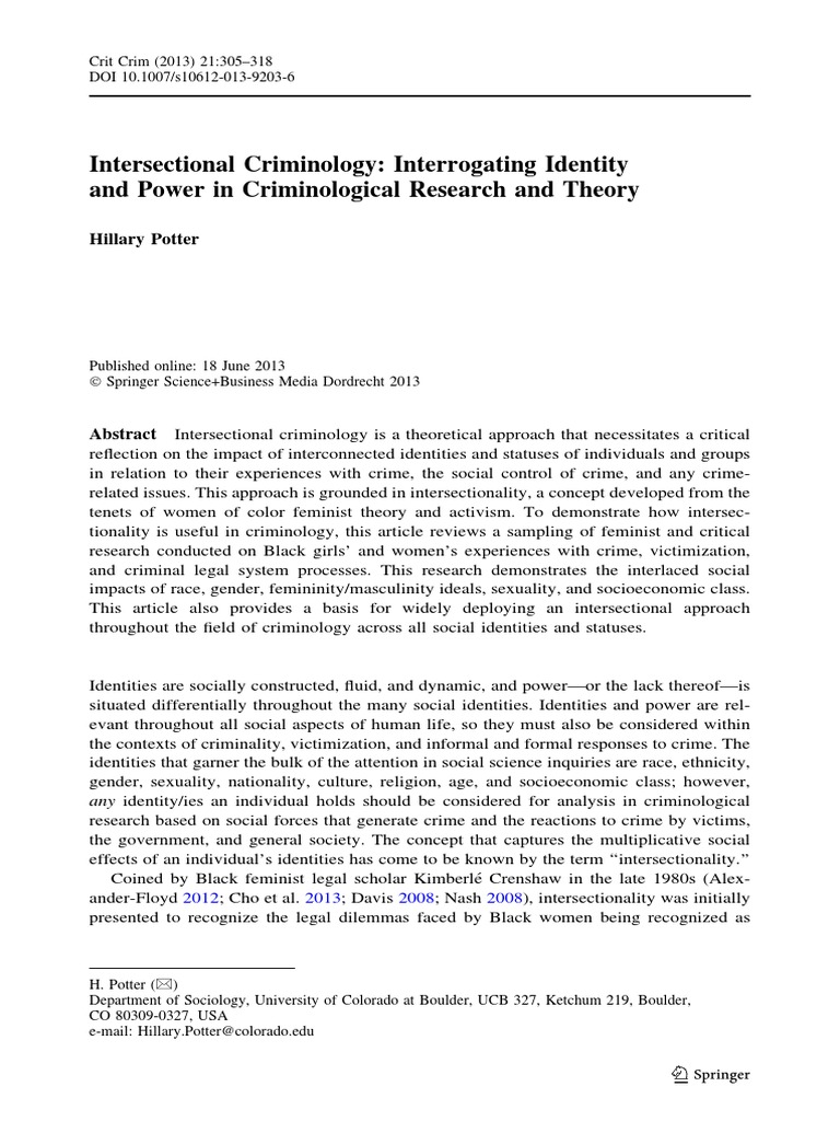 Intersectional Criminology Identity and Power | PDF | Intersectionality ...