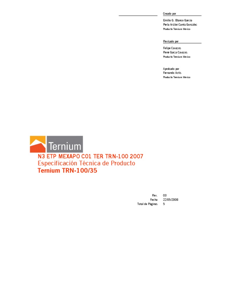 Ternium Lamina Rn100 35 | Administración de Seguridad y Salud ...