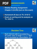 Announcements: Weekly Reading Assignment: Chapter 9 (CLRS) (Not On This Exam)