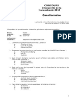 Questionnaire Concours Decouverte de La Francophonie 2013 2 - 1