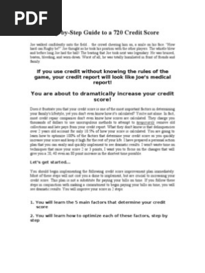 Your Steps to a 720 Credit Score
