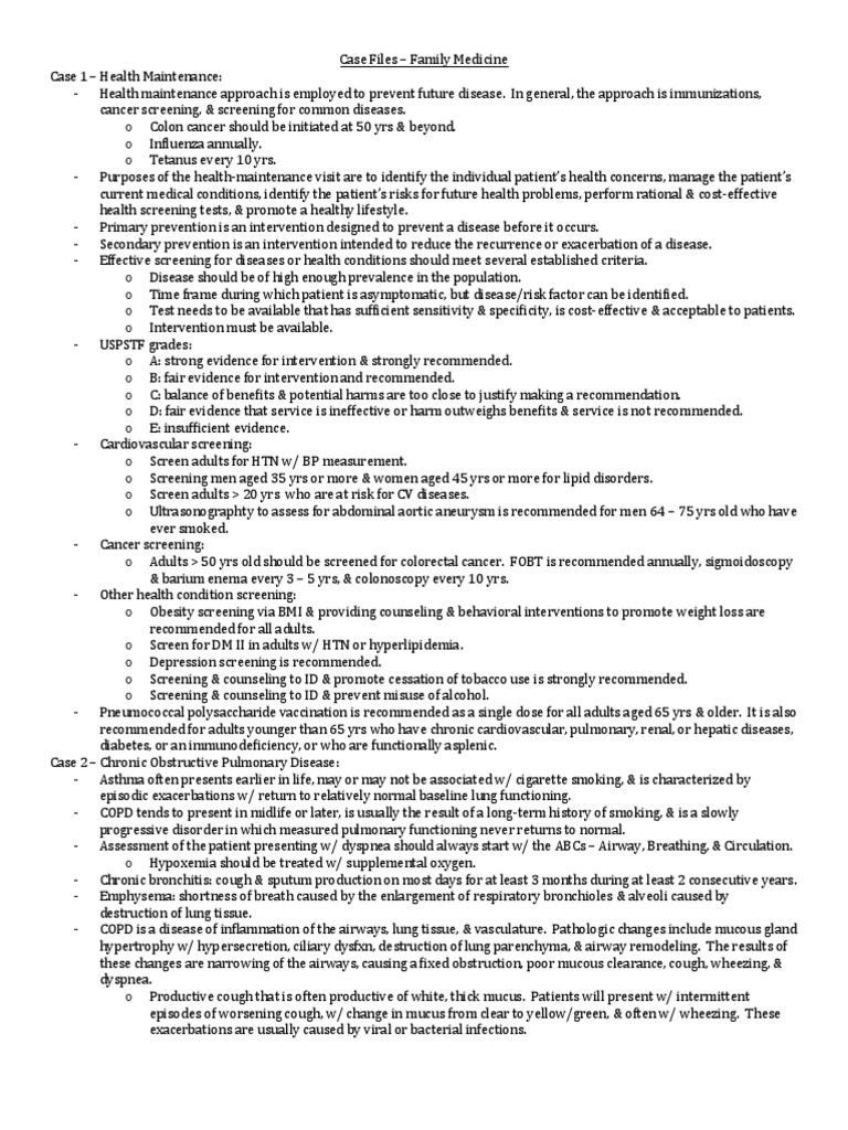 Family Medicine Notes