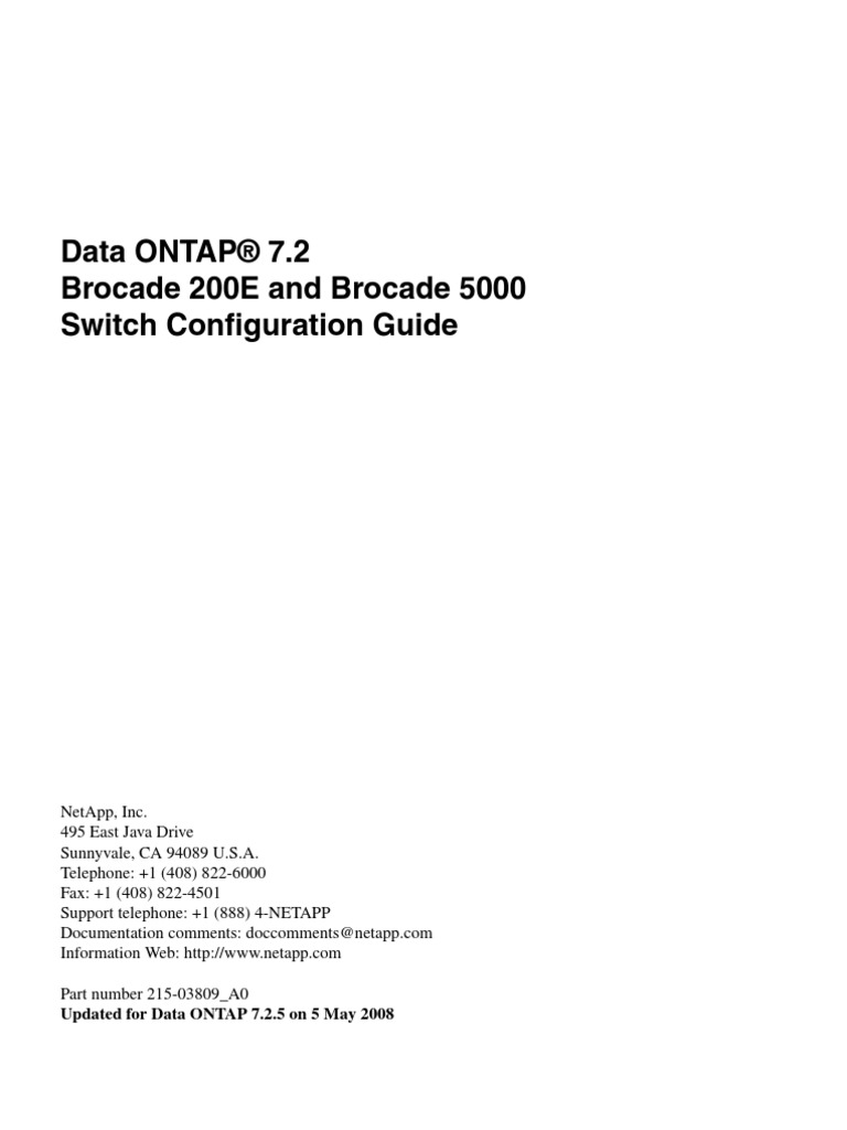 Data ONTAP 7.2 Switch Config Guide | PDF | Command Line Interface ...