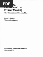 Berger Luckmann Modernity, Pluralism and the Crisis of Meaning