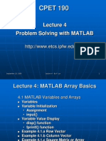 Problem Solving With MATLAB: CPET 190