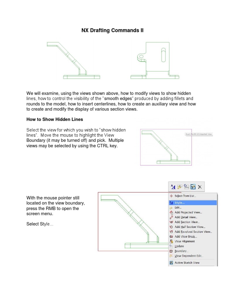 NX Drafting Commands II: How To Show Hidden Lines | PDF | Teaching ...