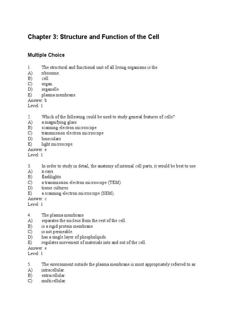 Cell Structure and Function Overview | PDF | Cell Membrane | Meiosis