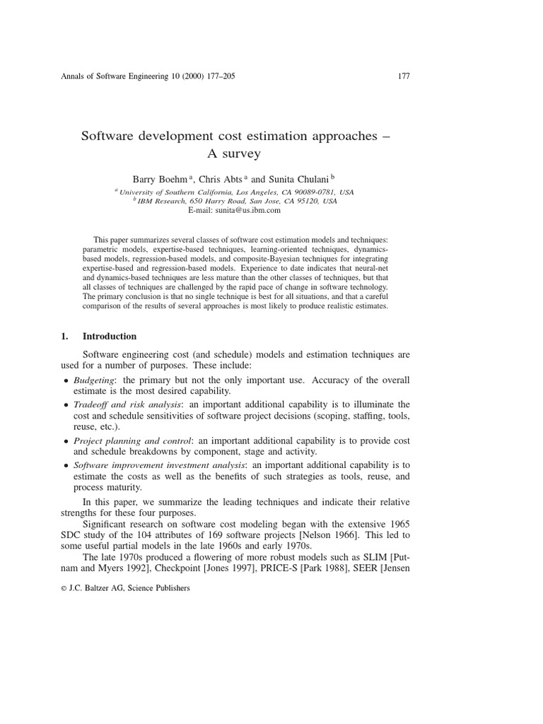 Software Engineering Cost Estimation | PDF | Software Development ...