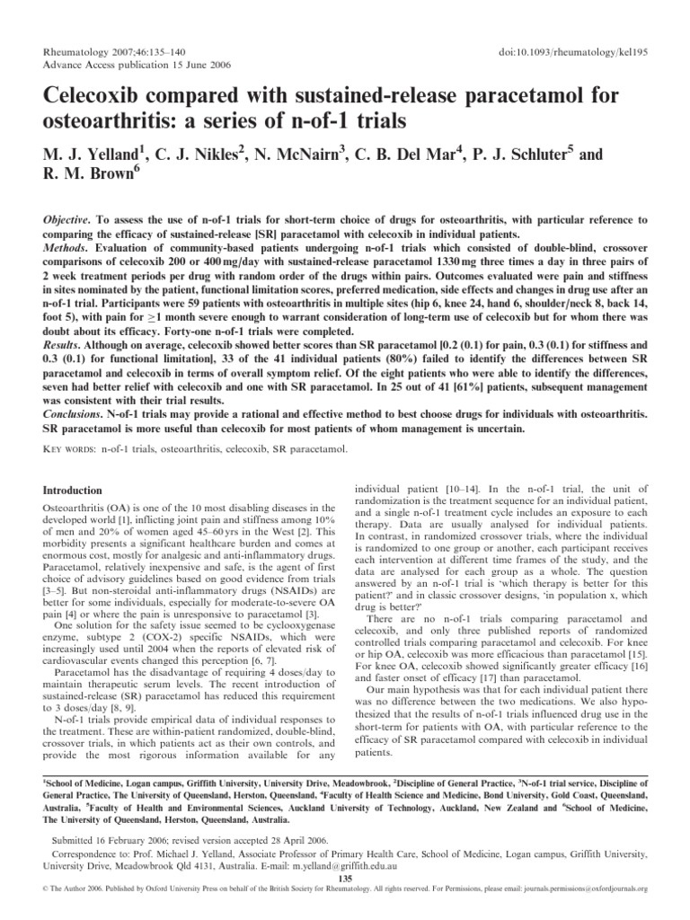 Celecoxib Compared With Acetaminophen PDF Nonsteroidal Anti