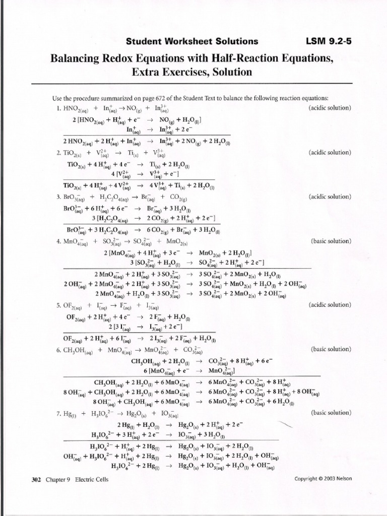 worksheet Redox Worksheet balancingredoxreactionsworksheetanswers