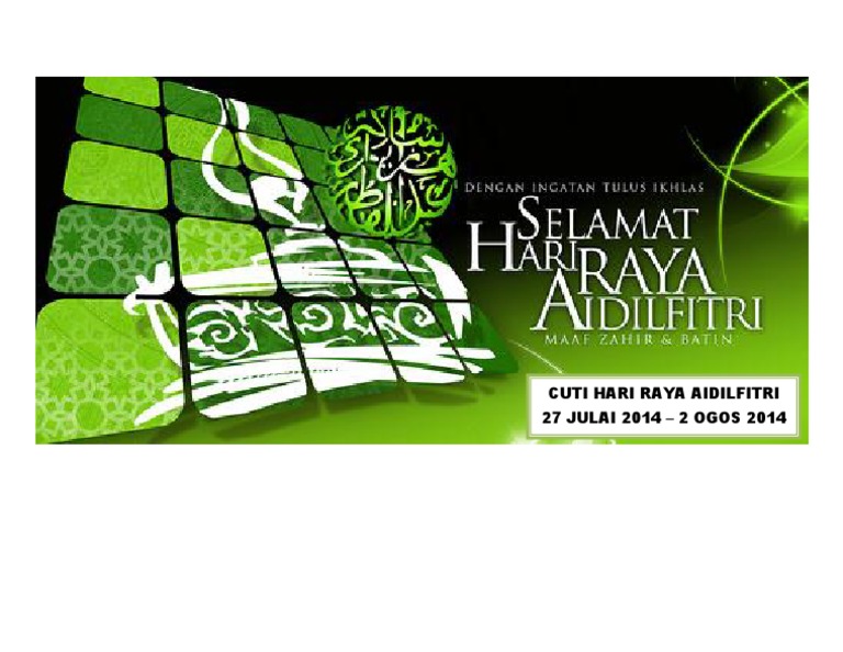 Cuti Hari Raya Aidilfitri 2014 | PDF