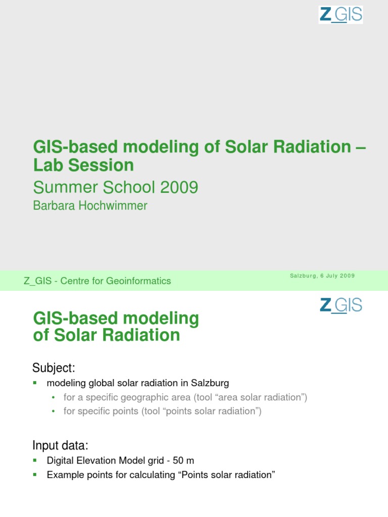 GIS Solar Radiation Modeling Guide | PDF | Arc Gis | Geographic ...
