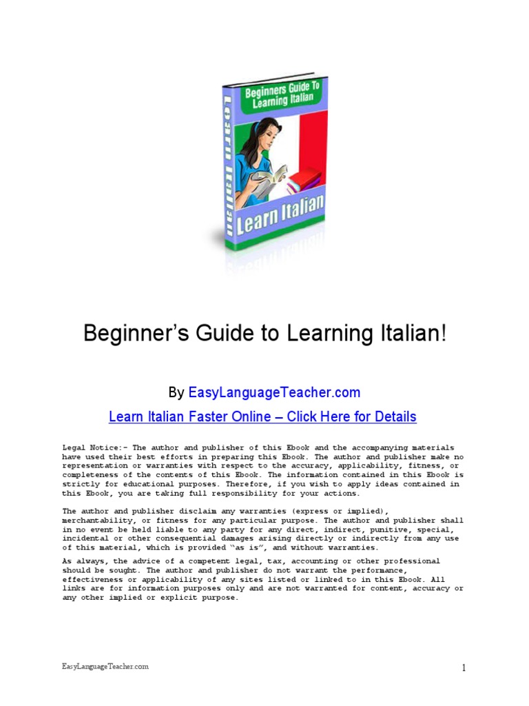 Learning Italian - Learn To Speak, Write and Understand Italian | PDF ...